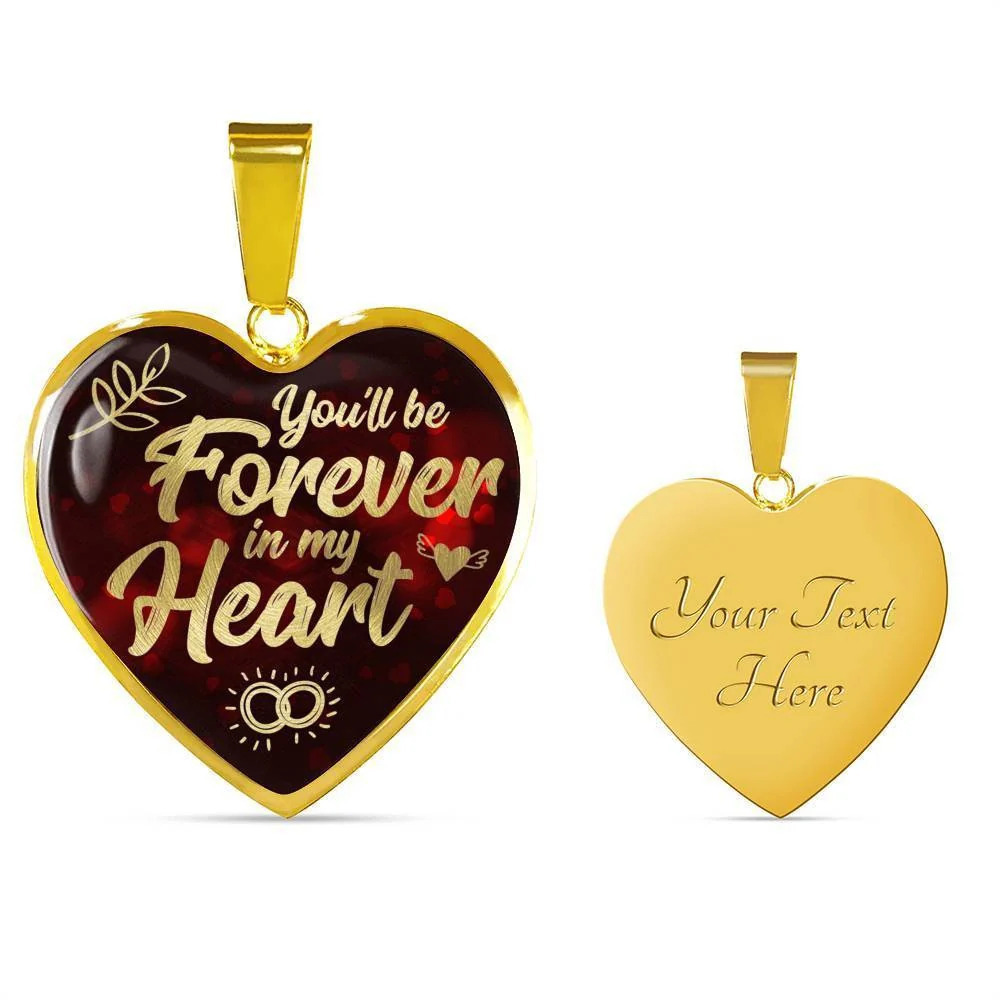 You'Ll Be Forever In My Heart Necklace Personalized Engraved Gold Heart Necklac